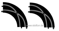 Scalextric, Spurwechsler (Radius 2), 2 Schienen