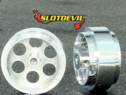 Slotdevil 1/32, Alu-Felge 18.5 x 9.5mm (mit Reifen), 2 Stk.