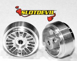 Slotdevil 1/32, Alu-Felge Ø18.5 x 9.5mm (mit Reifen), 2 Stk.