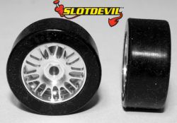 Slotdevil 1/32, Alu-Felge 18.5 x 9.5mm (mit Reifen), 2 Stk.