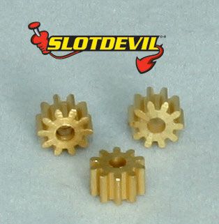 Slotdevil, Motorritzel 10z (Ø6.0 x 3.5mm), Messing, 3 Stk