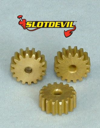 Slotdevil, Motorritzel 16z (Ø9.0 x 4mm), Messing, 3 Stk