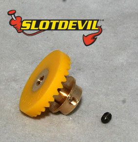 Slotdevil, Kronzahnrad V2, 28z (für Ø2.38mm), gelb