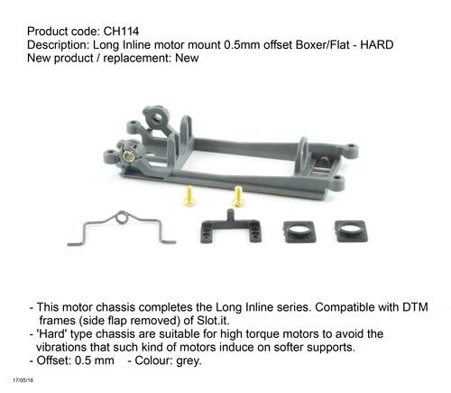 Slot.it, Motorhalter Offset 0.5mm, 'Flat' hart, CH114