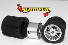 Slotdevil 1/32, Alu-Flachfelge Ø16 x 11mm, m. Reifen, 2 Stk.